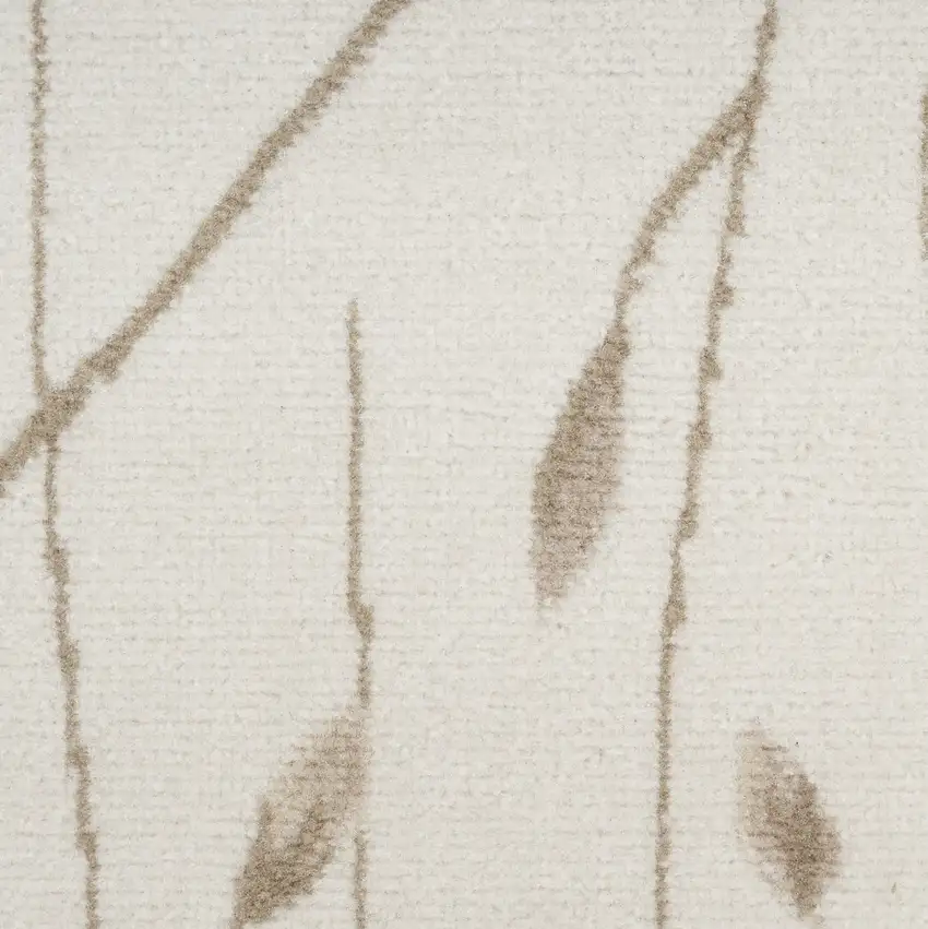 Beige and Ivory Floral Power Loom Area Rug Photo 4