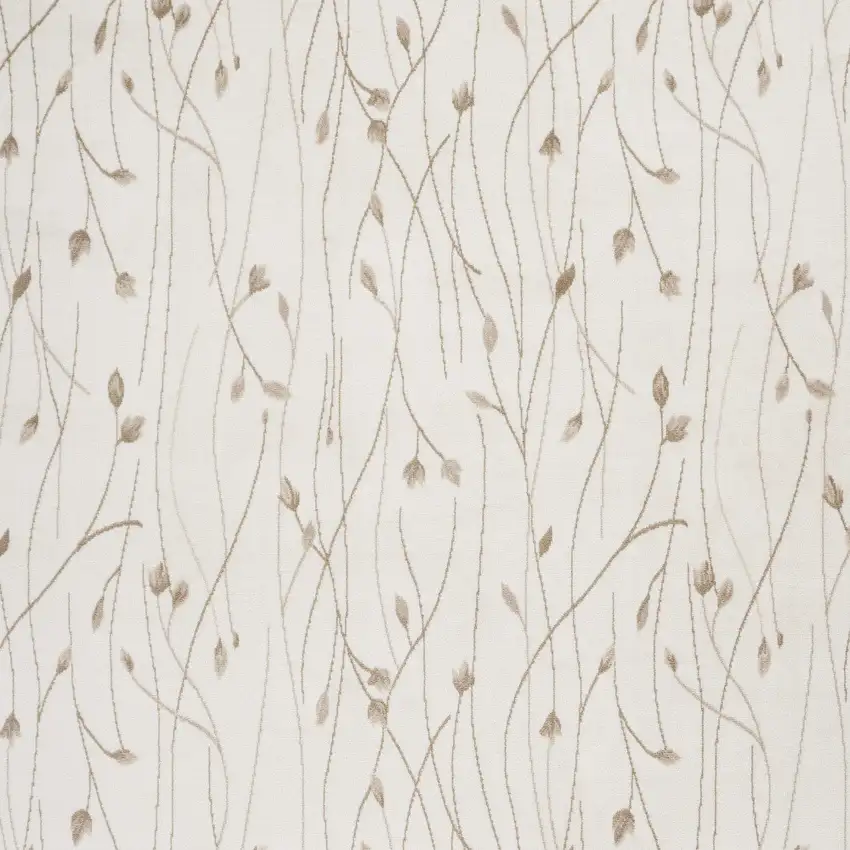 Beige and Ivory Floral Power Loom Area Rug Photo 6