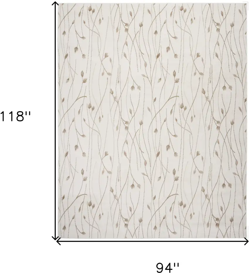 Beige and Ivory Floral Power Loom Area Rug Photo 3