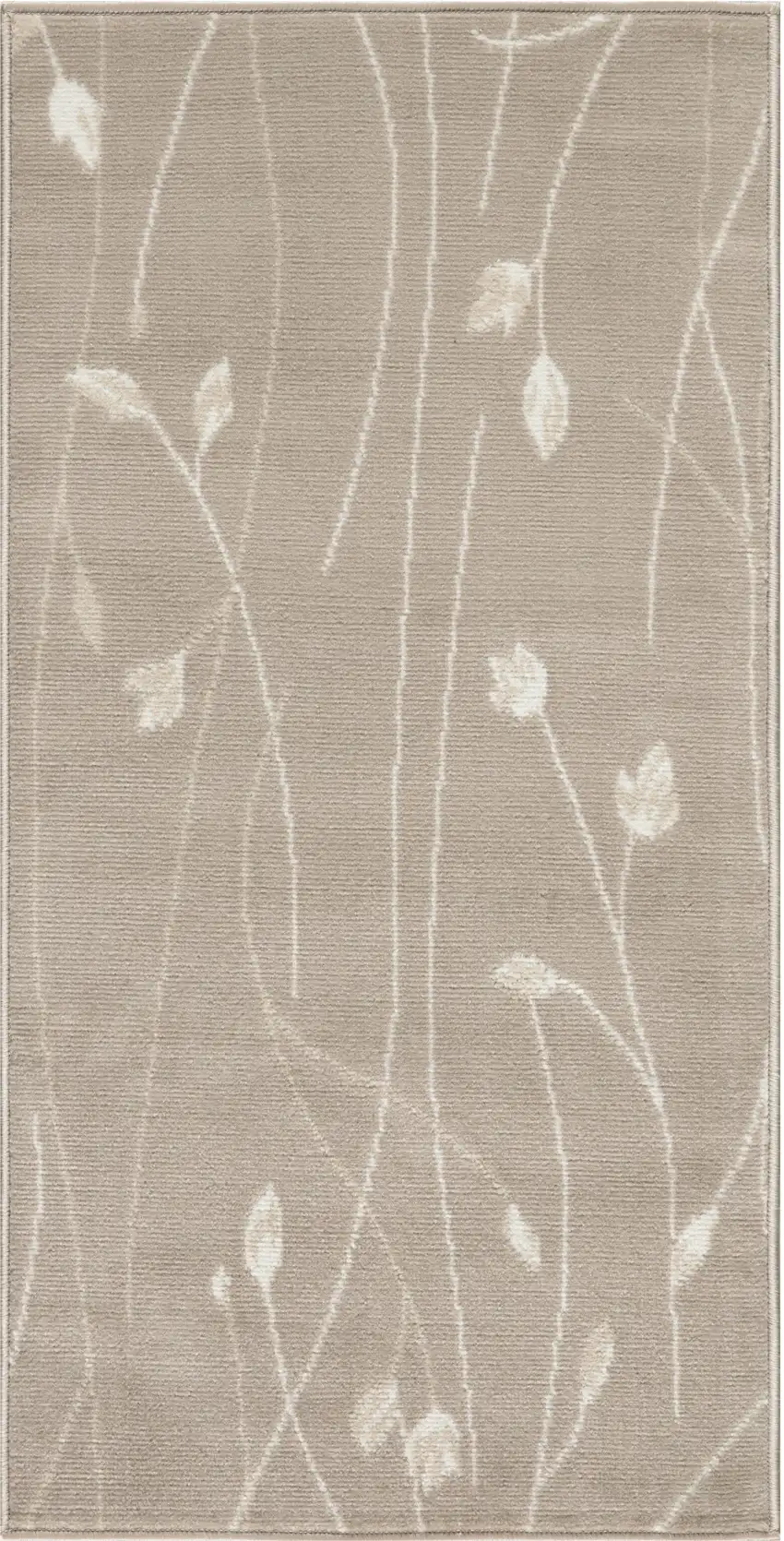 Beige and Ivory Floral Power Loom Area Rug Photo 2