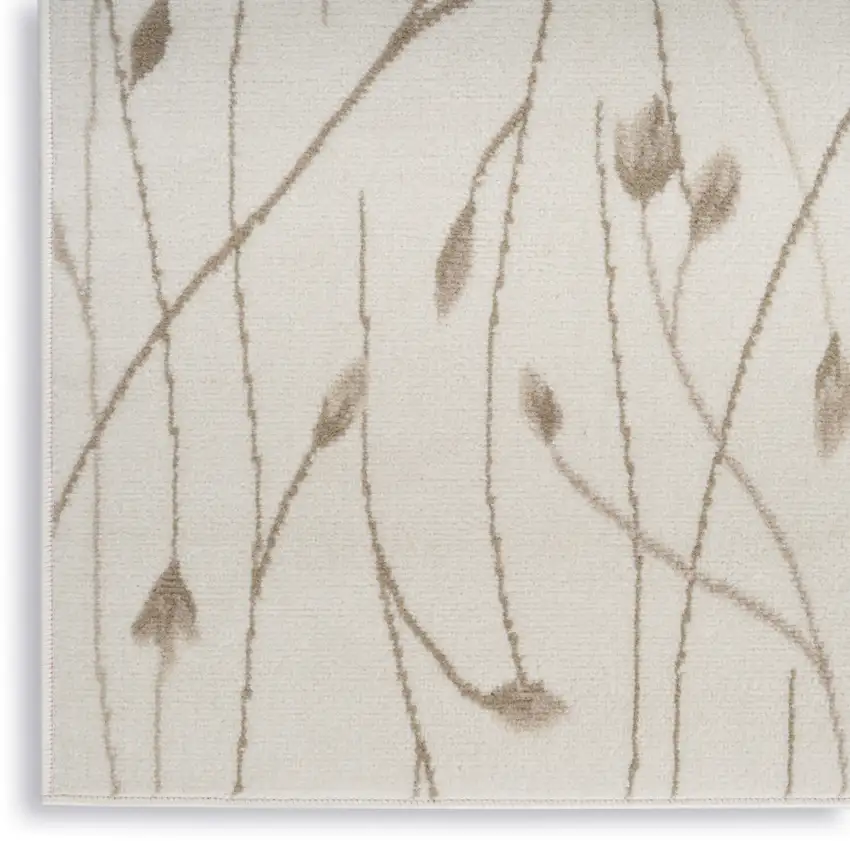 Beige And Ivory Floral Area Rug Photo 8