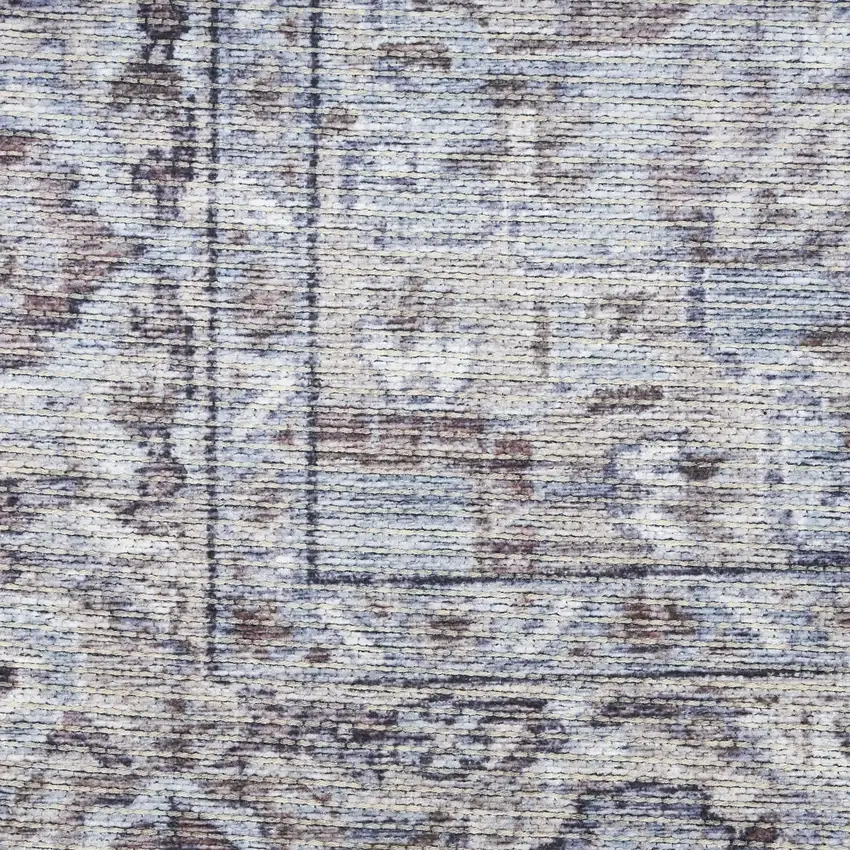 Beige and Ivory Floral Power Loom Distressed Washable Area Rug Photo 7