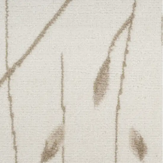 8' Beige And Ivory Floral Runner Rug Photo 4