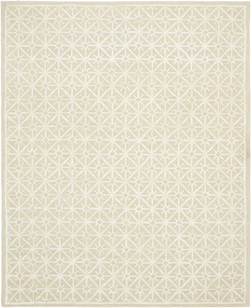 Beige and Ivory Geometric Hand Tufted Area Rug Photo 1
