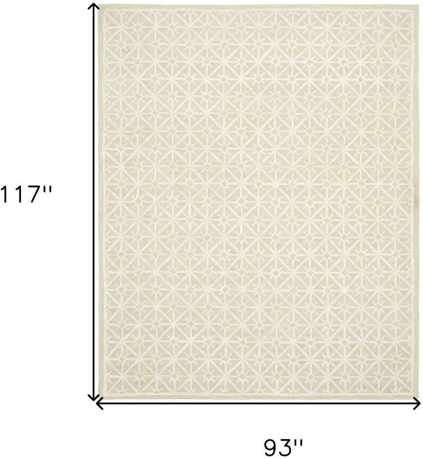Beige and Ivory Geometric Hand Tufted Area Rug Photo 10