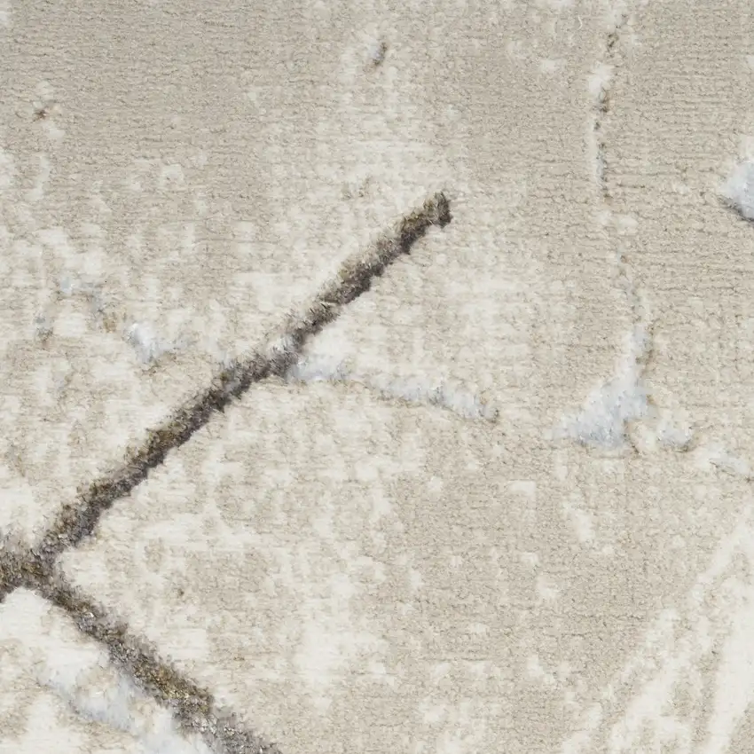 Beige and Ivory Geometric Non Skid Area Rug Photo 6