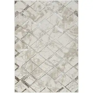 Photo of Beige and Ivory Geometric Non Skid Area Rug