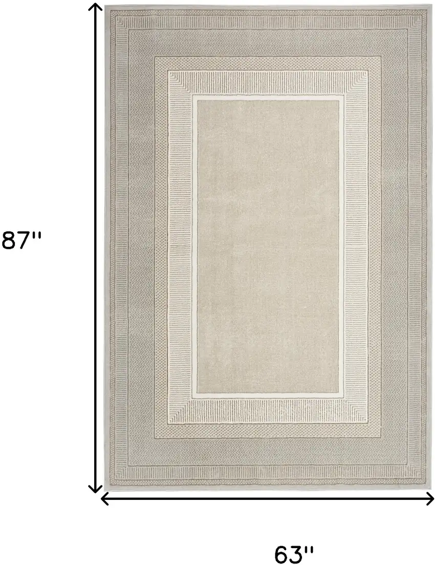 Beige and Ivory Geometric Non Skid Area Rug Photo 3