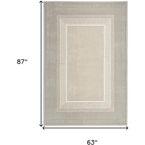 Beige and Ivory Geometric Non Skid Area Rug Photo 3