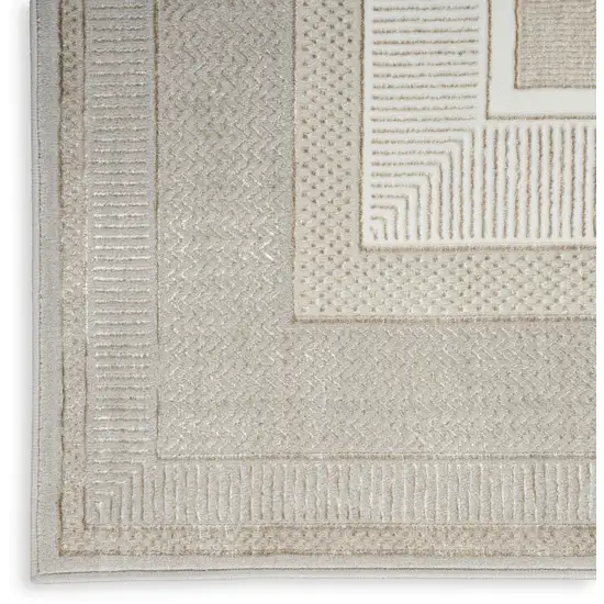 Beige and Ivory Geometric Non Skid Area Rug Photo 9