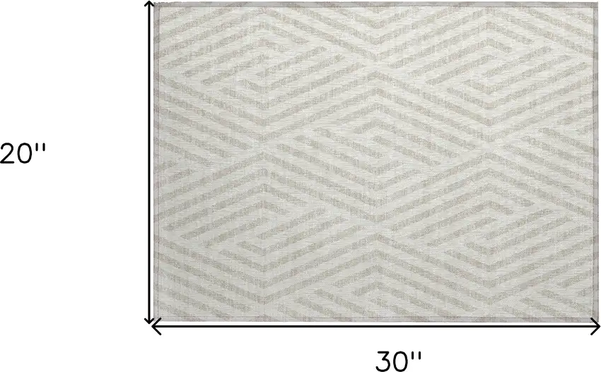 Beige and Ivory Geometric Washable Non Skid Indoor Outdoor Area Rug Photo 3