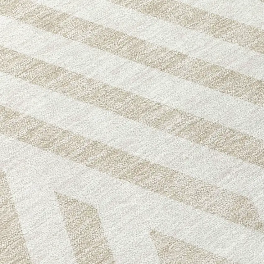 Beige and Ivory Geometric Washable Non Skid Indoor Outdoor Area Rug Photo 8