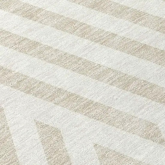 Beige and Ivory Geometric Washable Non Skid Indoor Outdoor Area Rug Photo 8