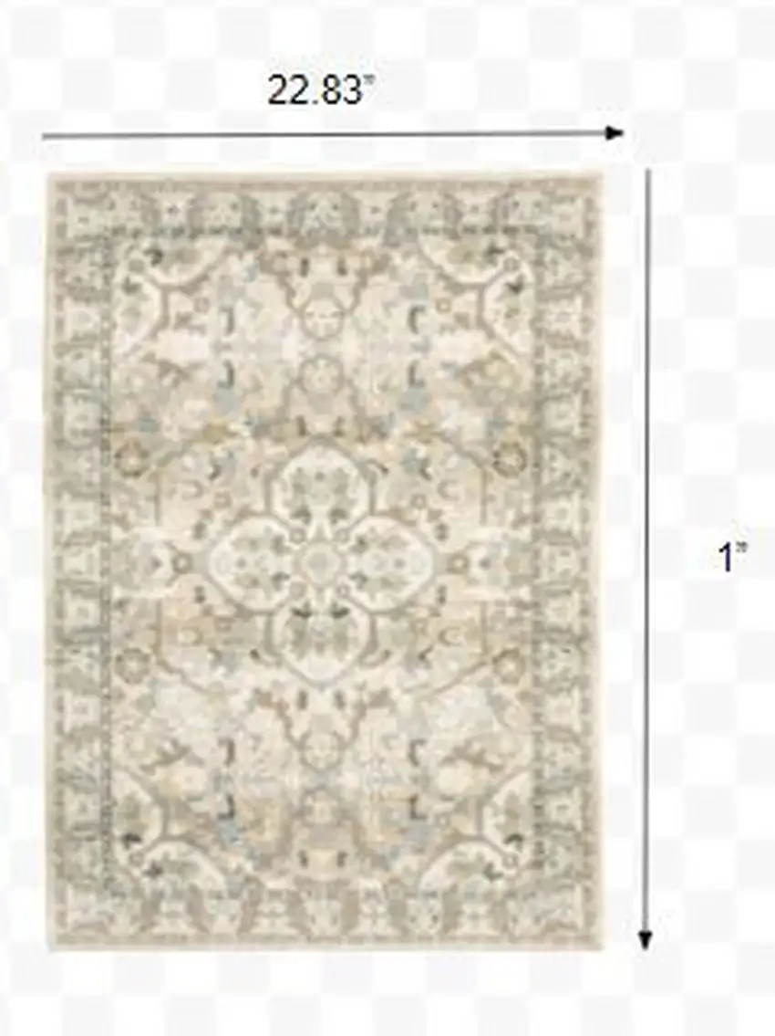 Beige and Ivory Medallion Area Rug Photo 3