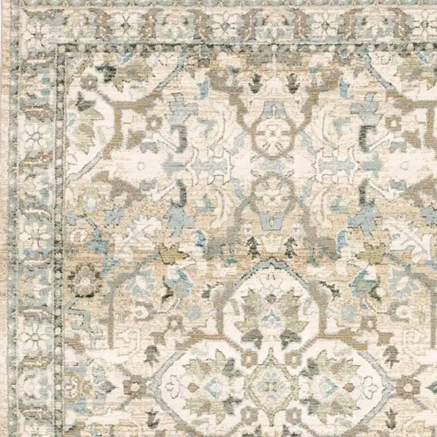 Beige and Ivory Power Loom Area Rug Photo 5