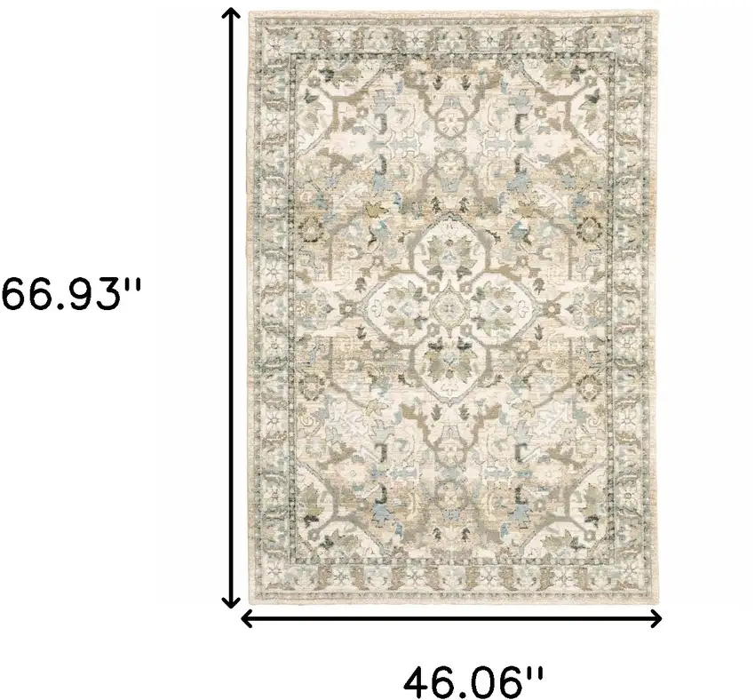 Beige and Ivory Medallion Area Rug Photo 6