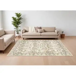 Photo of Beige and Ivory Medallion Area Rug
