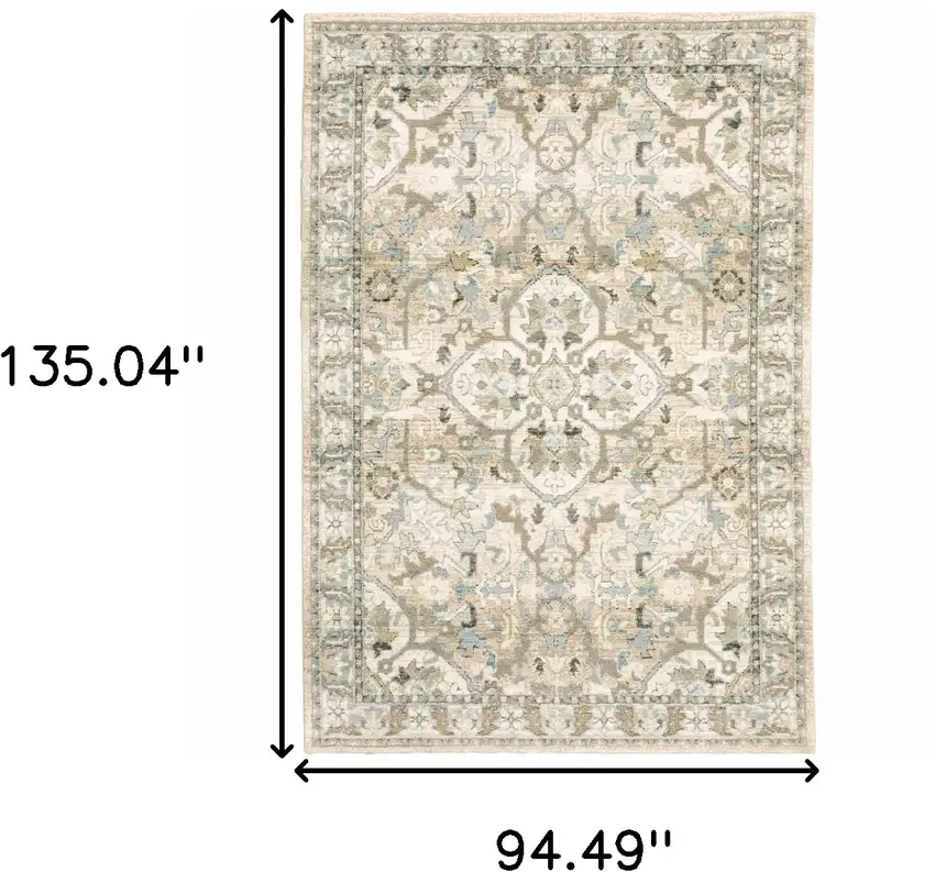 Beige and Ivory Medallion Area Rug Photo 6