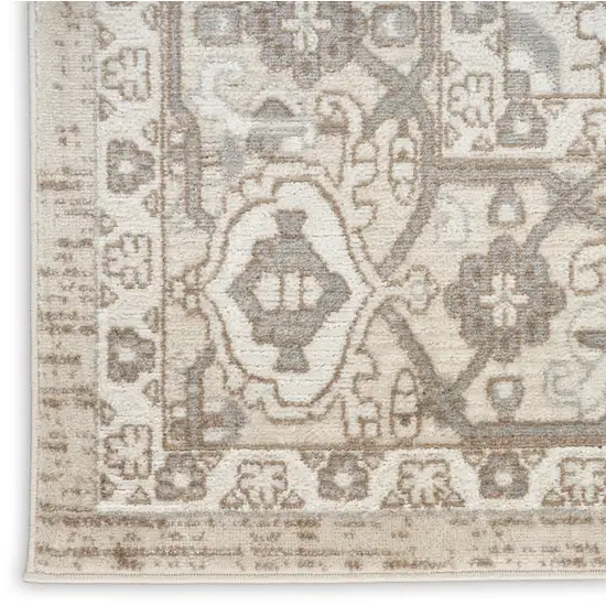 Beige and Ivory Medallion Power Loom Distressed Area Rug Photo 1