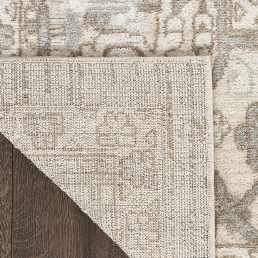 Beige and Ivory Medallion Power Loom Distressed Area Rug Photo 7