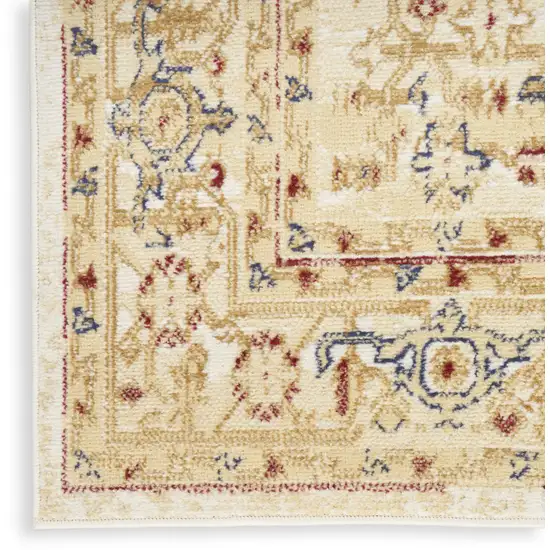 Beige and Ivory Medallion Power Loom Distressed Area Rug Photo 9