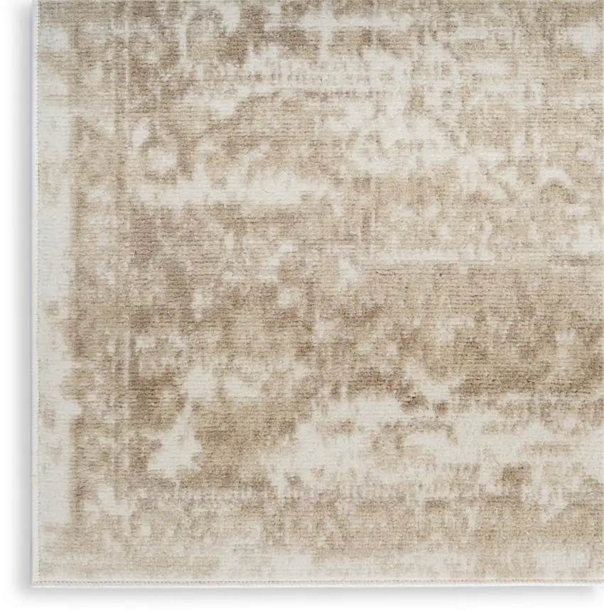 Beige and Ivory Medallion Power Loom Distressed Area Rug Photo 8