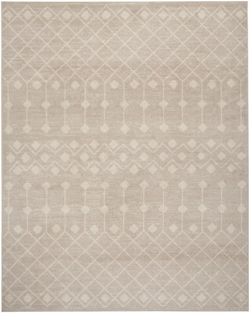 Beige and Ivory Moroccan Power Loom Area Rug Photo 2