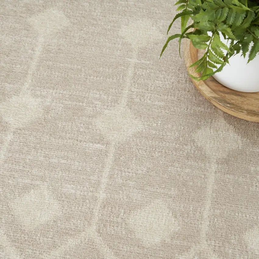 Beige and Ivory Moroccan Power Loom Area Rug Photo 9