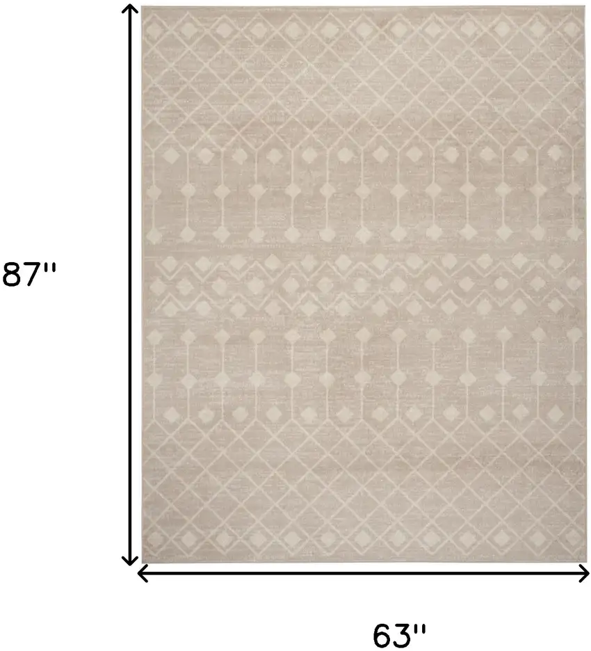 Beige and Ivory Moroccan Power Loom Area Rug Photo 3