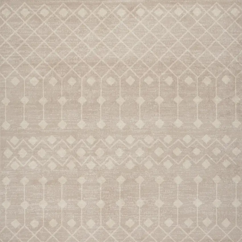 Beige and Ivory Moroccan Power Loom Area Rug Photo 6