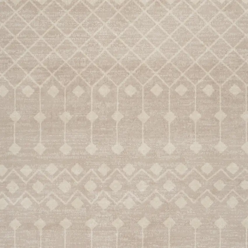 Beige and Ivory Moroccan Power Loom Area Rug Photo 5