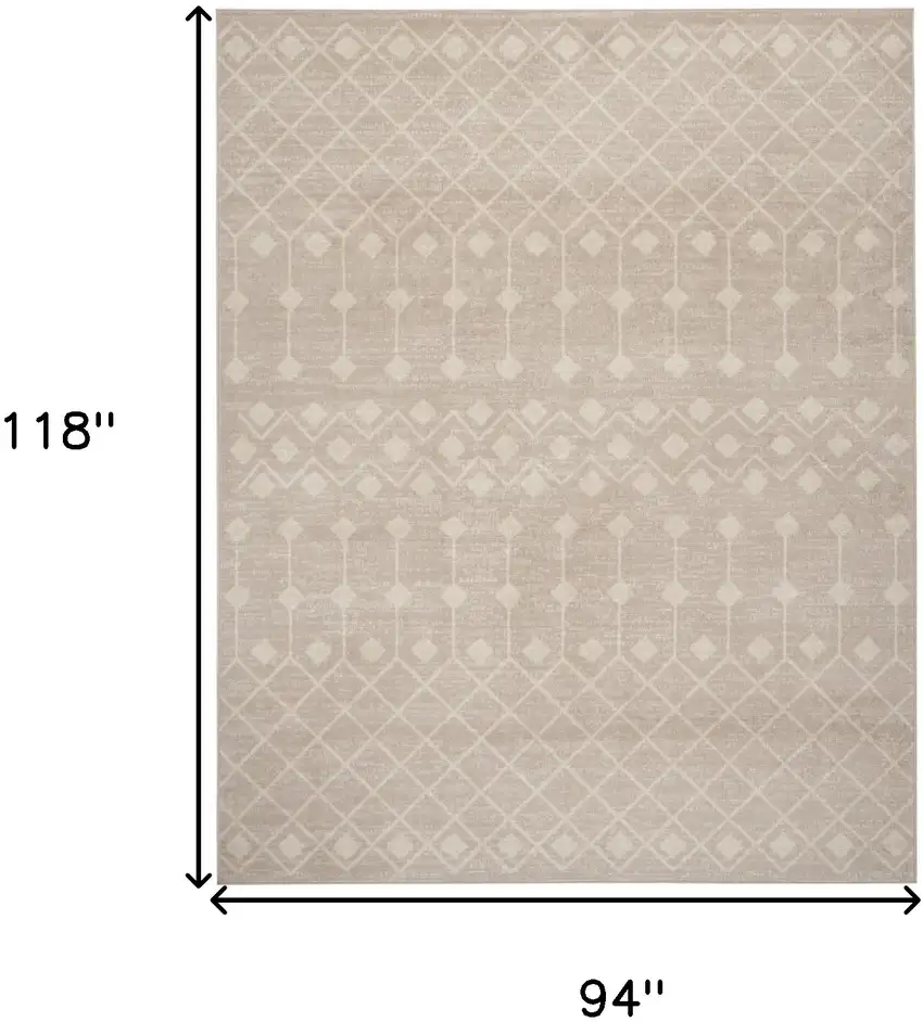 Beige and Ivory Moroccan Power Loom Area Rug Photo 3