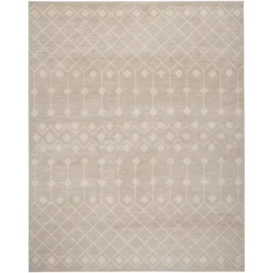Beige and Ivory Moroccan Power Loom Area Rug Photo 8