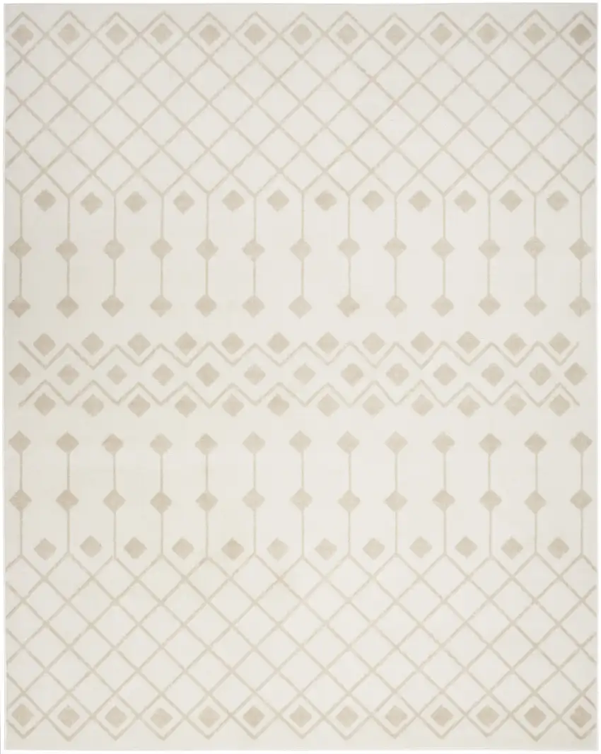 Beige and Ivory Moroccan Power Loom Area Rug Photo 2