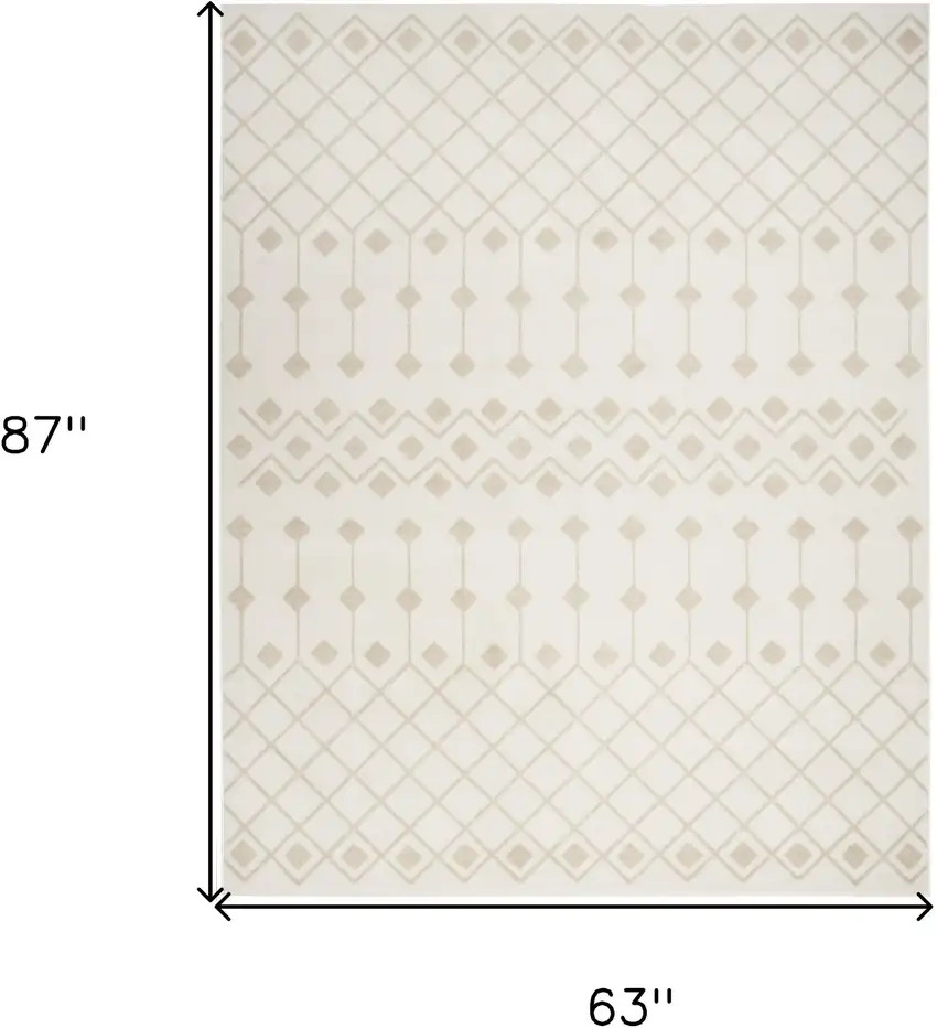 Beige and Ivory Moroccan Power Loom Area Rug Photo 3