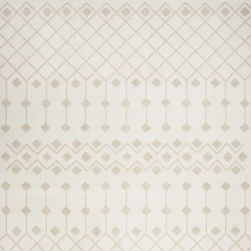 Beige and Ivory Moroccan Power Loom Area Rug Photo 7