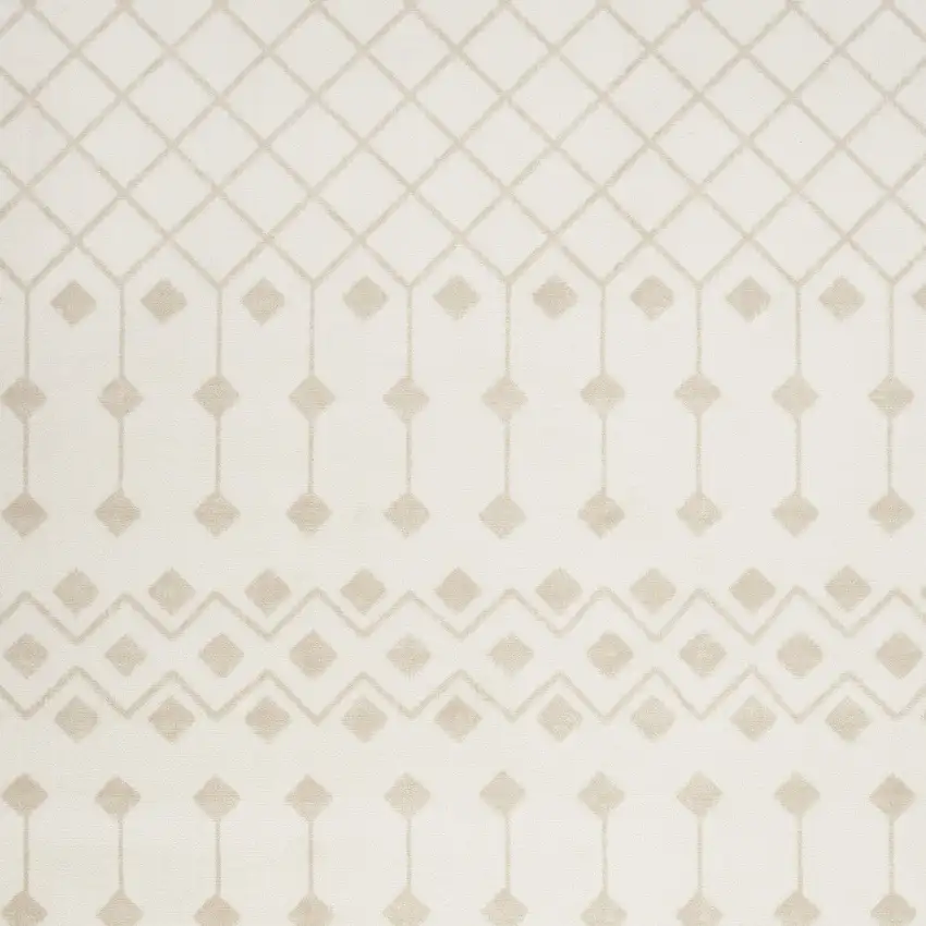 Beige and Ivory Moroccan Power Loom Area Rug Photo 6