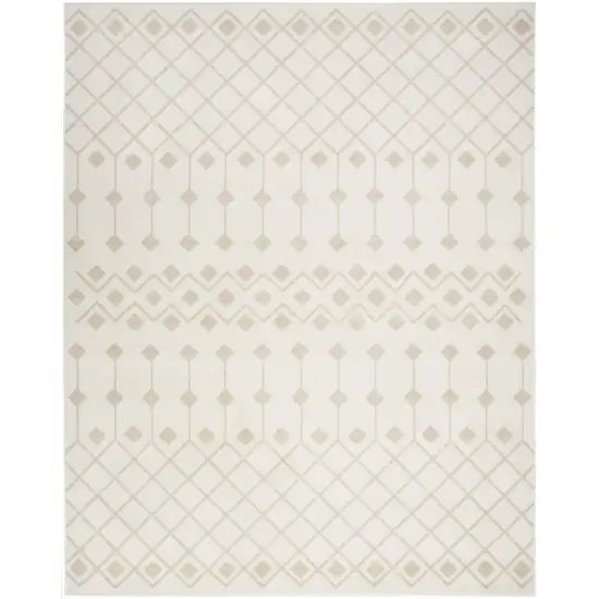 Beige and Ivory Moroccan Power Loom Area Rug Photo 9