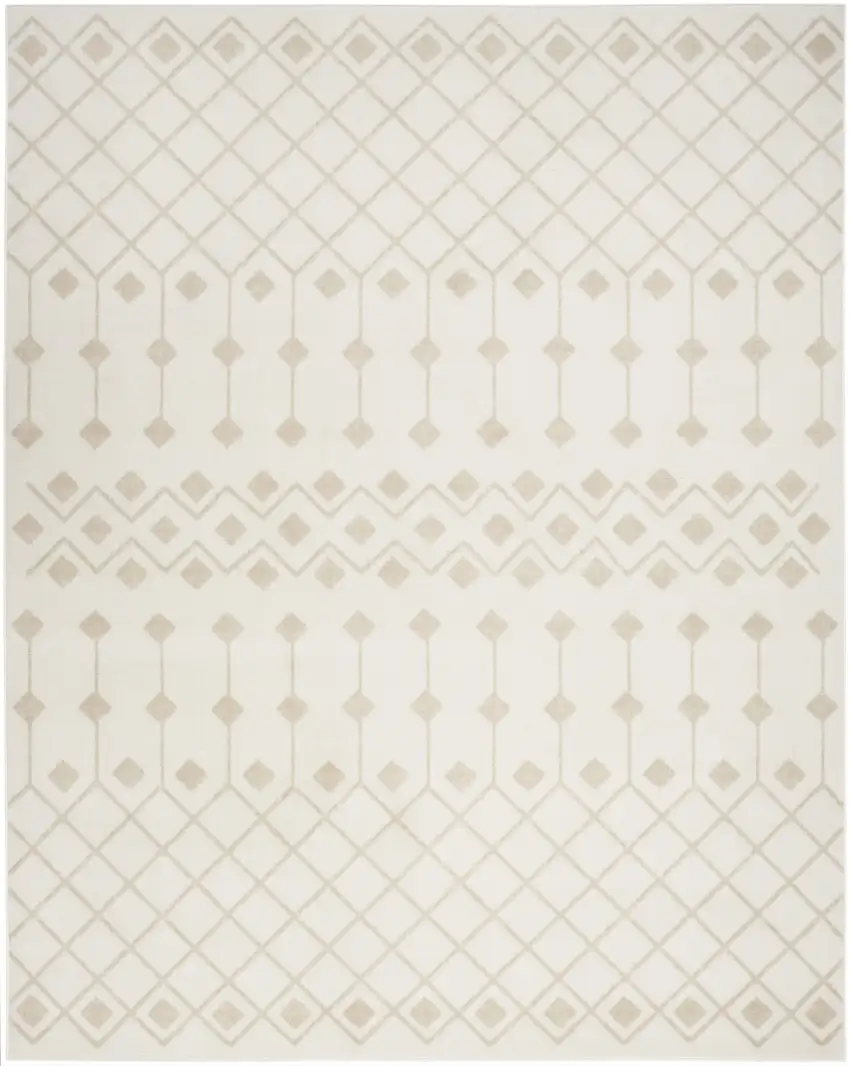 Beige and Ivory Moroccan Power Loom Area Rug Photo 9