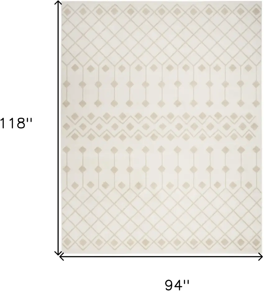Beige and Ivory Moroccan Power Loom Area Rug Photo 3
