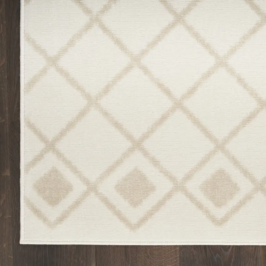 Beige and Ivory Moroccan Power Loom Area Rug Photo 9