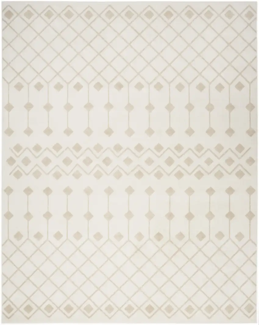 Beige and Ivory Moroccan Power Loom Area Rug Photo 7