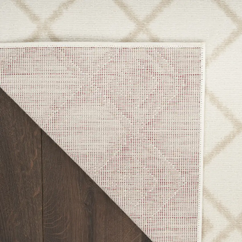Beige and Ivory Moroccan Power Loom Area Rug Photo 9