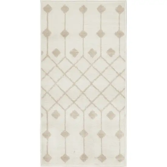 Beige and Ivory Moroccan Power Loom Area Rug Photo 4