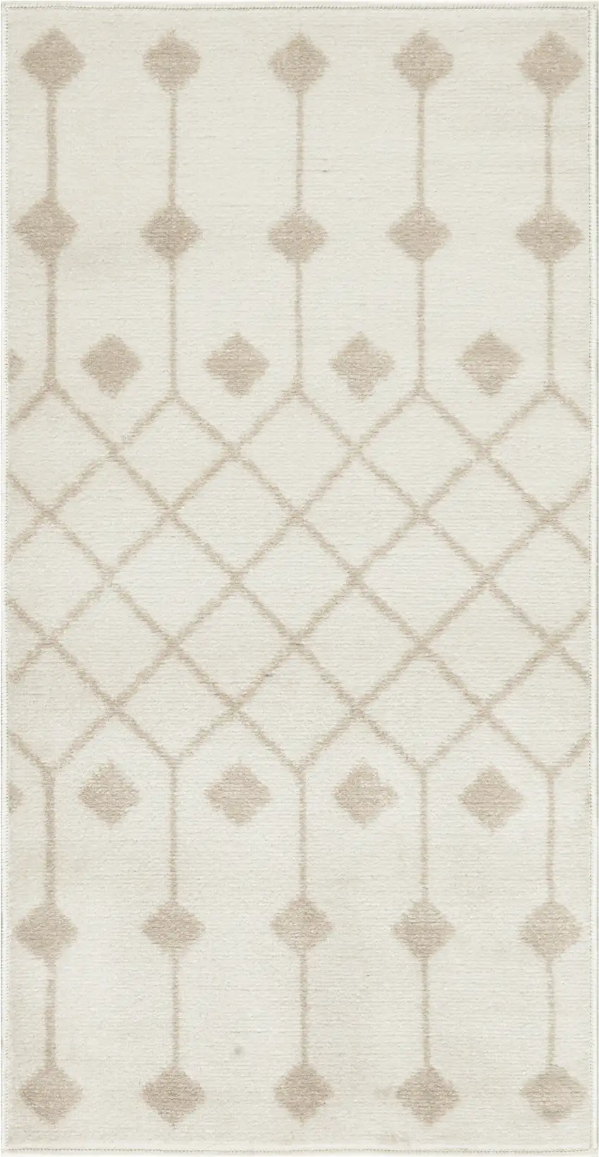 Beige and Ivory Moroccan Power Loom Area Rug Photo 4