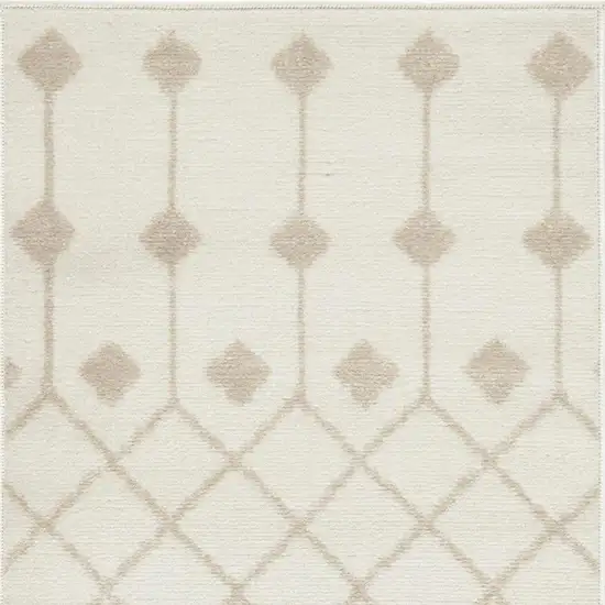 Beige and Ivory Moroccan Power Loom Area Rug Photo 3