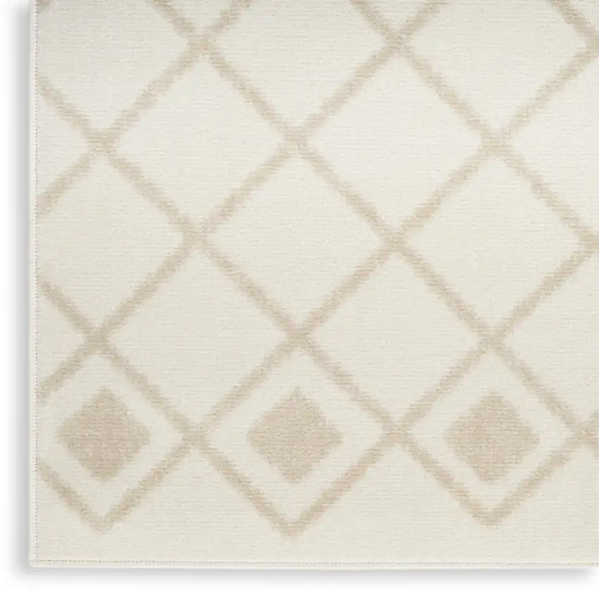 Beige and Ivory Moroccan Power Loom Area Rug Photo 8
