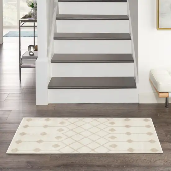 Beige and Ivory Moroccan Power Loom Area Rug Photo 5