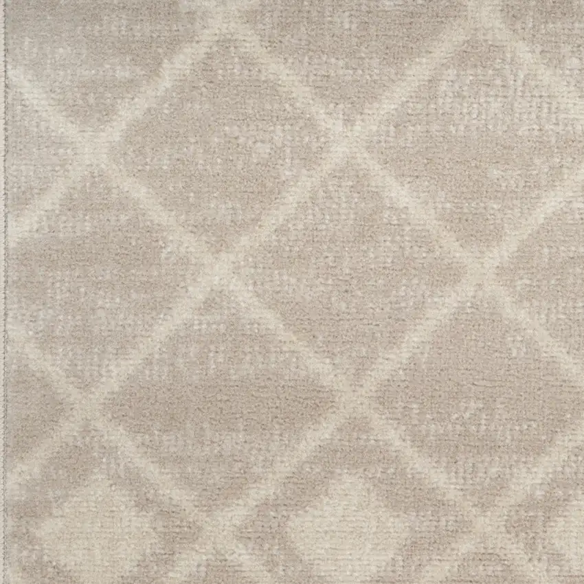 Beige and Ivory Moroccan Power Loom Runner Rug Photo 5