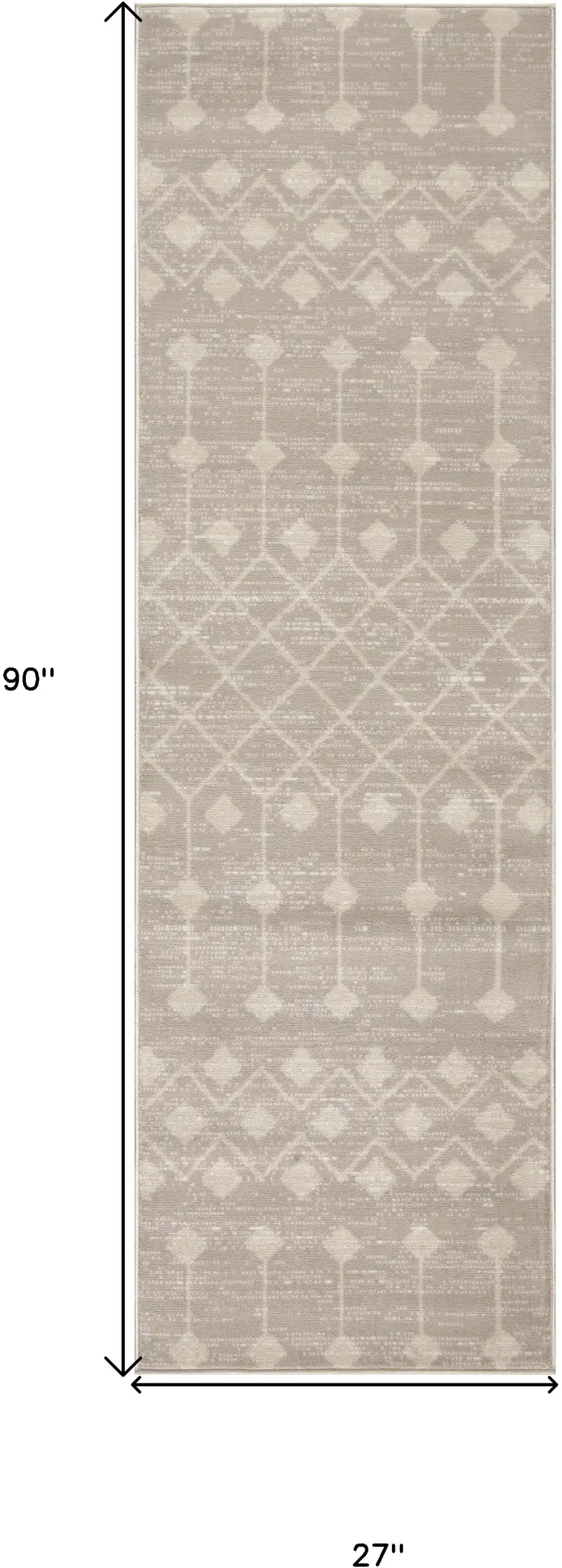 Beige and Ivory Moroccan Power Loom Runner Rug Photo 3